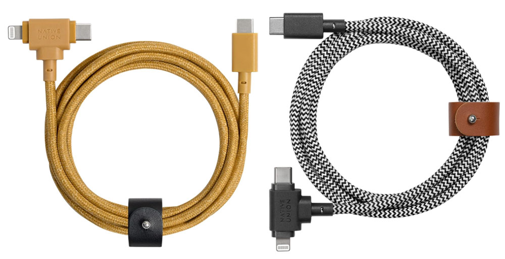 Native Union Belt Cable Duo USB-C to Lightning Cable – Best hybrid charge cable for iPhone & iPad